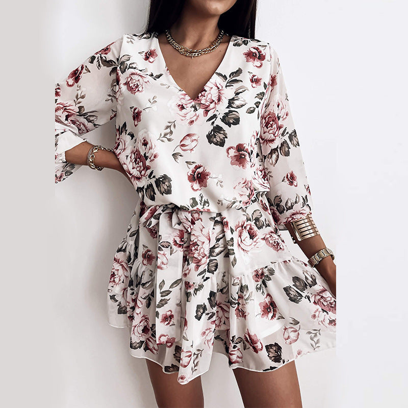 Robe Imprimée Taille Haute pour Femme