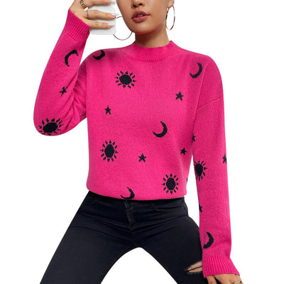 Pull Jacquard à Col Rond pour Femme