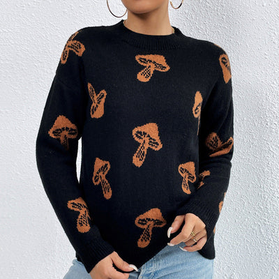 Pull Jacquard à Col Rond pour Femme