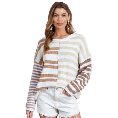 Pull Imprimé à Rayures Polyvalent pour Femme