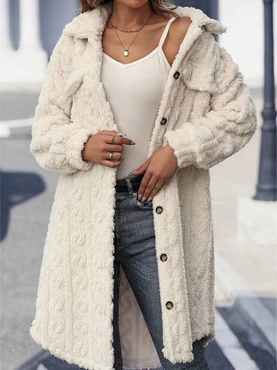 Manteau Long Décontracté en Peluche pour Femme
