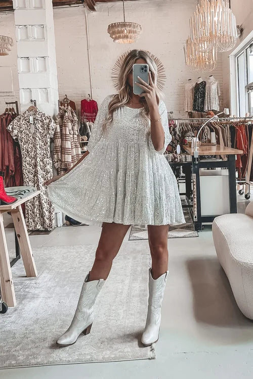 Robe Éclatante à Sequins pour Fille