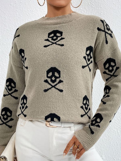 Pull Jacquard à Col Rond pour Femme