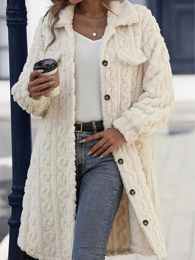 Manteau Long Décontracté en Peluche pour Femme