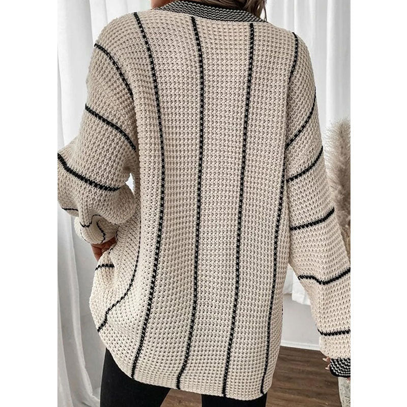 Pull Décontracté Ample à Motif Vertical pour Femme