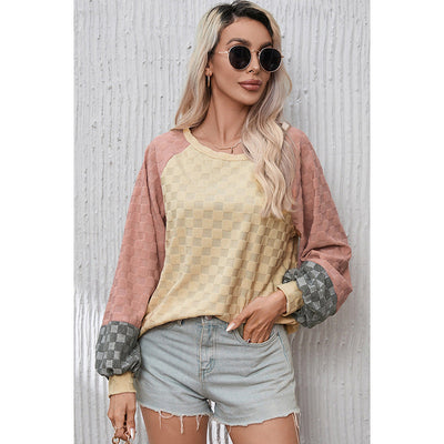 Pull à Motif Échiquier pour Femme